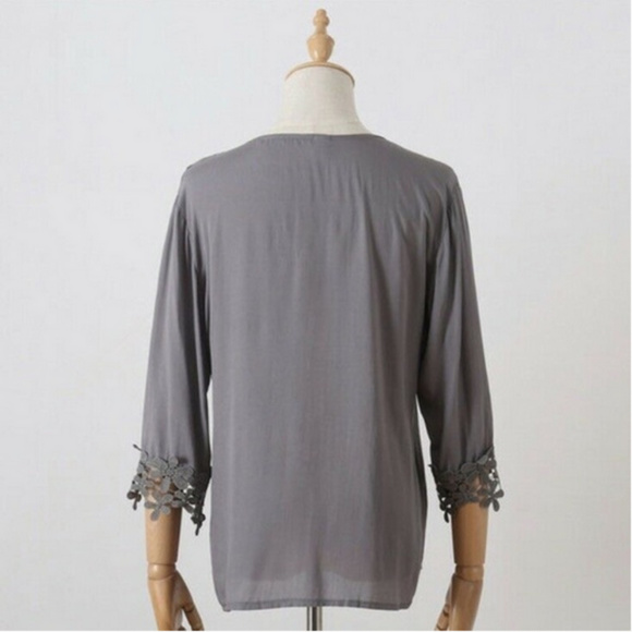 Grey Boho Lace Top - Picture 2 of 2